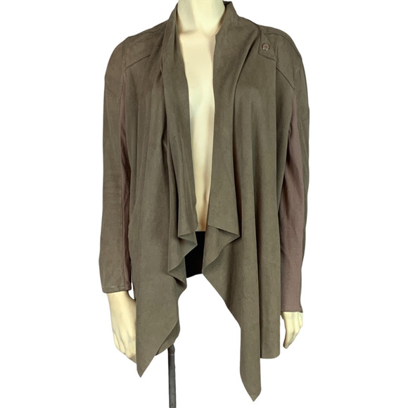 Blanknyc Womens Cloud Nine Draped Jacket Coat Green Pocket Stretch Long Sleeve S - Picture 1 of 11